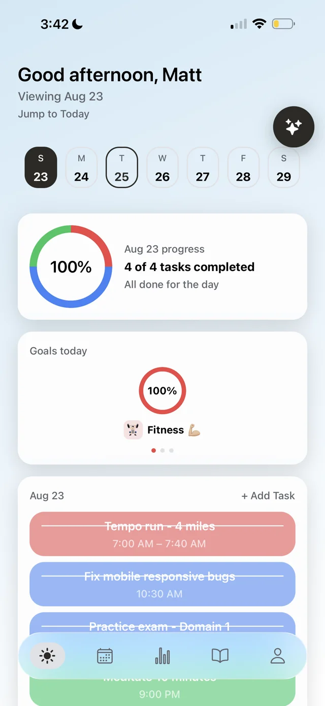 NLA Today screen with tasks from a lobby